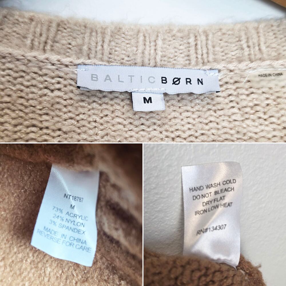 Baltic Born Colorblock Randi Pullover Sweater Size M Green Beige Tan Knit - Picture 7 of 7